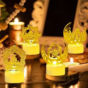 Wholesale Islamic Muslim Home Decoration Supplies Handmade Ramadan Small Lamp Eid Mubarak Electric Glowing Diode Candle