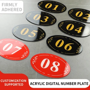 Custom Self-Adhesive Acrylic Number Plates Oval Durable Digital Number Signs For Restaurant Table Cafe Hotel Room Event Seat