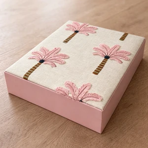 Customized Wedding Embroidery Palm Chocolate Pralines Date Gift Boxes Flip Luxury Sweet Pastry Chocolate bar Candy Box Packaging