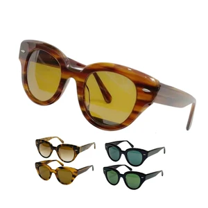 High Quality Women's Colored Glass Lenses Shades Trending UV400 Protection Polarized Sun Glasses Custom Brand Acetate Sunglasses