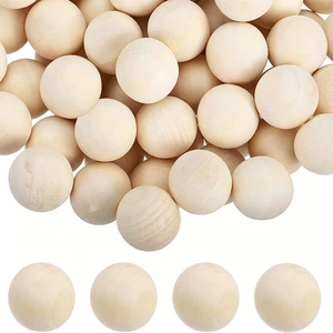 18mm Unfinished/Polished Solid Hardwood Birch Beads Wood Spheres DIY Crafts Christmas Ornaments Jewelry Making Art Decoration