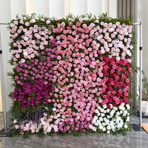 Fabric-backed Artificial Flower Background Wall Event Decoration Eco-Friendly Silk Flower Wall Wedding Party Decoration