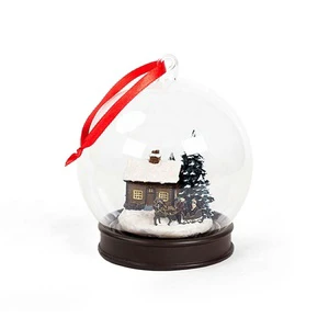Custom Resin Figure Christmas Tree Model Glass Acrylic Globe Ornament Water Snow Globe With Light For Holiday Decorations Gift