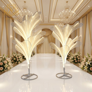 Wedding Hall Large-Leaf Edition Illuminated Metal Cloth Pathway Stage Decorations Creative Wedding Backdrop Props Festive