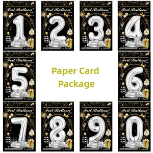 32-inch Digital Happy Birthday Aluminum Film Balloon Party Decoration Photo Background Dress-up Prop Numbers Paper Card Package