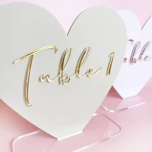 Wholesale Custom Acrylic Heart Centerpiece Decorations Place Cards & Table Numbers for Wedding Reception