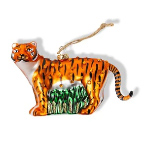 New Design High Quality Christmas Glass Tiger Ornaments for Christmas Decoration