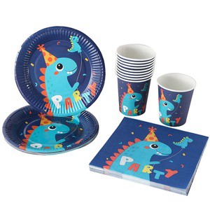 Children's Birthday Party Tableware & Table Decorations Boys Disposable Dinosaur Tableware Party Set Serves 10 Kids