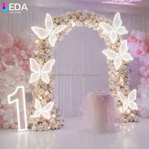 LEDA Wedding Arch Decoration LED Butterfly Lights Stage Backdrop Butterflies Lamp for Events Party Birthday