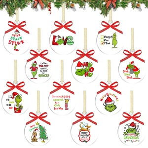 Factory Wholesale New Grinch Plastic Christmas Ornaments Plastic Crafts Tree Pendants Holiday Party Atmosphere Decorations