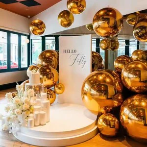 Reusable Durable Waterproof Large Disco Silver Inflatable Mirror Ball Hanging Decor Party Balloon Customizable Logo Easy Setup