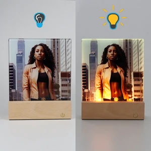 Factory Wholesale Custom LED Glass Frame 6*6inch 6*8inch Sublimation Blanks Tempered Glass Photo Frame With Light