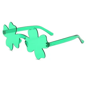 St. Patrick's Day Shamrock Sunglasses Clover Eyewear with Party Bag for Decorations and Props