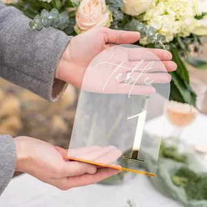 Acrylic Gold Table Number Signs Wedding Reception Birthday Party Graduation Event Banquet Desk Decoration Seating Place Cards