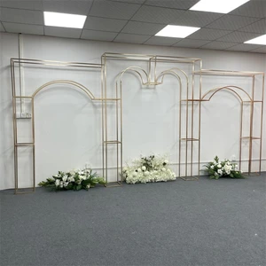 Gold Plated Arch Backdrop Stand Elegant Square Metal Wedding Arch Frame for Wedding and Party Stage Background Decoration