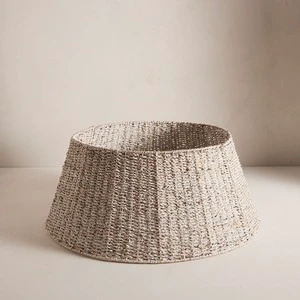 Natural Seagrass Christmas Tree Collar Basket Holiday Decoration Xmas Trees Skirt Base Stand for Wholesale