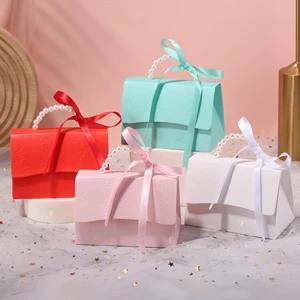Chocolate Party Wedding Favor Candy Boxes Birthday Party Decorations Kids Wedding Favors Paper Bags With Pearl Handle