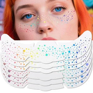 Women's Fashion Freckle Tattoo Sticker Waterproof Golden Silver Glitter Temporary Face Makeup for Holiday Music Parties Paper