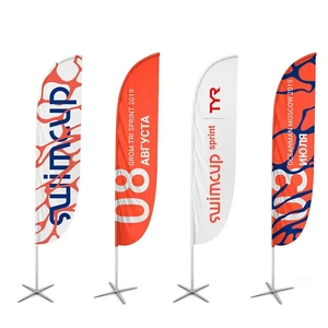 Custom Teardrop Feather Flag Water-Filled Base Full Color Dye Sublimation Polyester 100% Outdoor Advertising Beach Flag