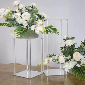 Cross Border Elegant Vintage Transparent Acrylic Square Column Wedding Dessert Table Flower Rack Decoration