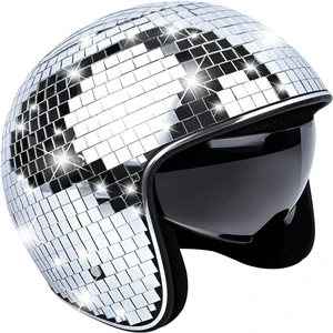 Disco Ball Helmet with Retractable Visor Glitter Mirror Glass for DJ Club Bar Party Novelty Easter & Thanksgiving Gifts