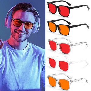 Red Lens Blue Light Blocking UV Protection Sleep Glasses With Rice Nail Design Oversize Polar And Mirror Lenses