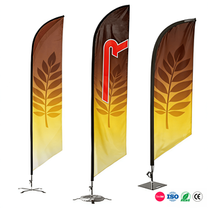 Personalized Sublimation Printed Polyester Feather Pennant Banner Durable Fiberglass Flagpole Portable Events Promotions