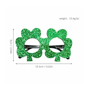 St. Patrick's Day Irish Day Festival Decoration Eco-friendly Plastic Green Clover Glasses Hot Selling Adult