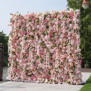 Wholesale Artificial Wedding Flower Wall All Colors of Roses 5D European Style Square Wall Decoration Celebration Hotel Backdrop