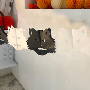 Hanging Cartoon Style Cat Shape Tissue Paper Garlands for Halloween and Thanksgiving Party Decorations 12' Length High Quality