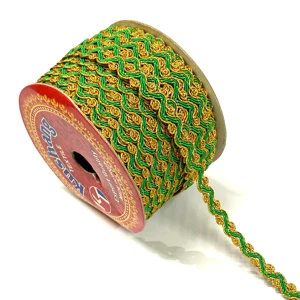 Green Christmas Tree Ribbon Lace Trim Wholesale Cotton Polyester Fabric Decorations with Glitter Bow Pattern Sewing Gifts Bags