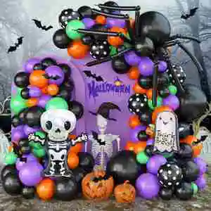 Halloween Balloon Arch Kit With Spider Skull Ghost Decorations Party Supplies Latex Balloons Set