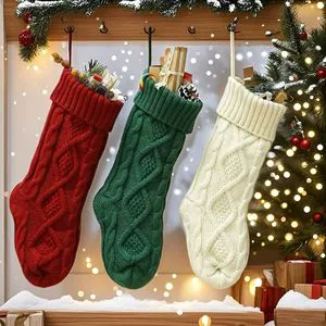 18 Inch Knitted Christmas Stockings Large Cable Knit Xmas Stocking For Family Holiday Fireplace Hanging Decor Party Gift Bag
