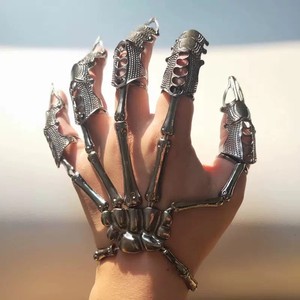 Punk Armor Ring Skeleton Hand Bracelet for Men Mechanical Style Party Jewelry Accessories