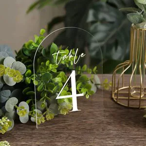 Hot Sale Custom Clear Acrylic Arch Place Name Cards Seating Sign Wedding Table Card Number for Reception