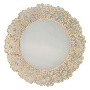 Gold Metallic PVC Flower Round Plastic Table Heat Resistant Placemats Dining Table Decoration Placemat