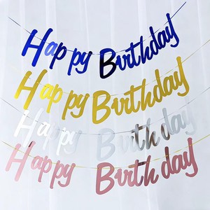 Wholesale Happy Birthday Party Banner Background Hanging Decoration Supplies Congratulation Glitter Birthday Paper Banner