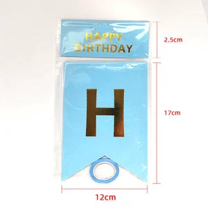 English Happy Birthday Gold Foil Paper Fishtail Banner Letter Party Background Wall Decoration