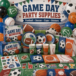 Custom Event Sports Game Day Party Supplies Football Soccer Sports Games Theme Cups Stickers Decorations