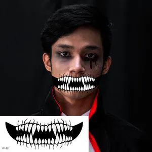 Holiday Party Halloween Masquerade Glow Funny Death Face Glow in the Dark Stickers Glow Tattoo Stickers