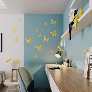 3D Butterfly Wall Decor 48 PCS Gold Butterfly Decorations Removable Stickers for Birthday Party Celebrations Home Supplies
