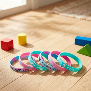 Rainbow Unicorn Printed Silicone Bracelets, Colorful Kids Party Favor Wristbands for Birthday Themed Party & Holiday Gift