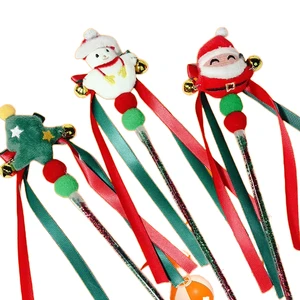 Christmas Plush Teasing Cat Elk Old Man Cartoon Sounding Bell Tassel Cat Toys Boredom Cat Toys
