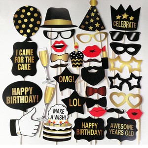 Birthday Supplies Party Decorations Set Hat Glasses Shape Photo Props Happy Birthday Booth Photo Props