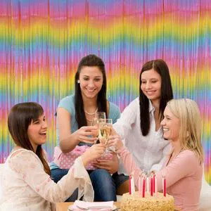 Blue Foil Fringe Curtains Photo Backdrop Party Decorations Party Door Wall Curtains Bachelorette Christmas New Year Decorations