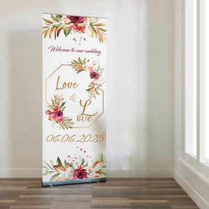 2026 Top Fashion Custom Logo Wedding Roll up Banner Welcome Retractable Banner Stand Roll up Banner for Exhibition Trade Show