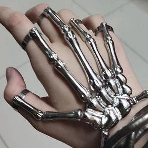 Personalized Cyberpunk Mechanical Style Ring Bracelet for Men Gothic Skeleton Hand Bracelets Jewelry