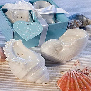 Creative Ceramic Shell Conch Seasoning Bottle Small Wedding Return Gift Pepper Jar Kitchen Supplies Party Favor