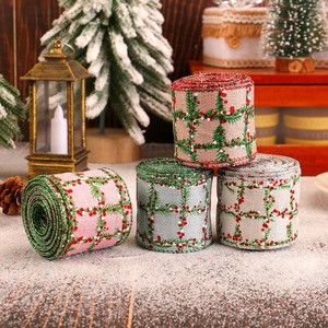 GL-178 Holiday Wired Edge Gift Ribbon for Christmas Trees Party Decoration Gift Wrapping 5Yards