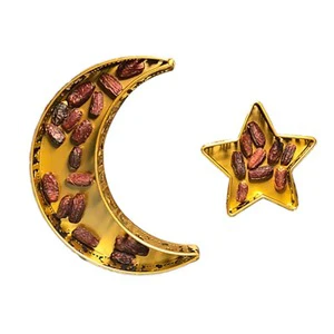 Assured quality golden metal moon star Ramadan decor fantastic customizable tray at inexpensive cost 2k25 arrival